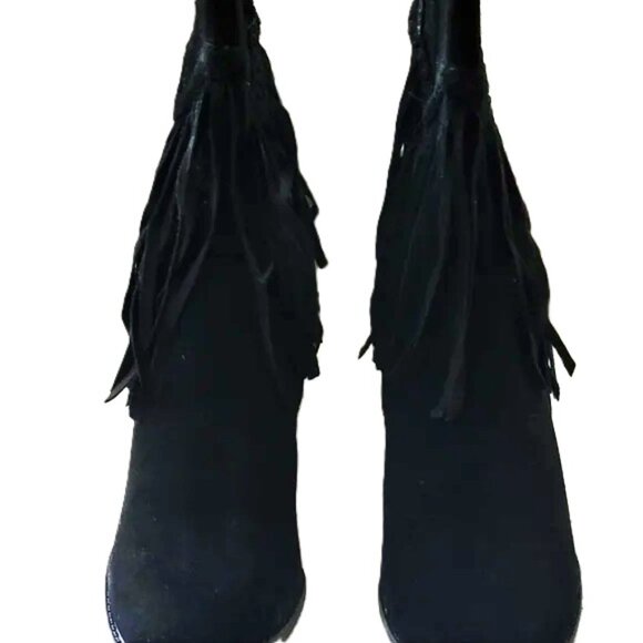 Heather black fringe ankle boots size 8 ( NWB) - Picture 2 of 5